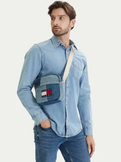 Borsellino Tjm Denim Patchwork Reporter AM0AM14287 Blu