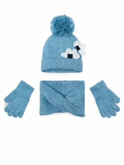 Completo cappello, scaldacollo e guanti 10071 Blu