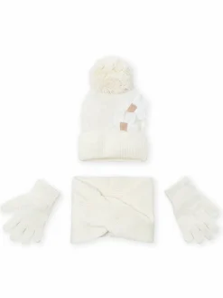 Completo cappello, scaldacollo e guanti 10071 Écru