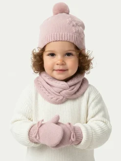 Completo cappello, scaldacollo e guanti 10019 Rosa