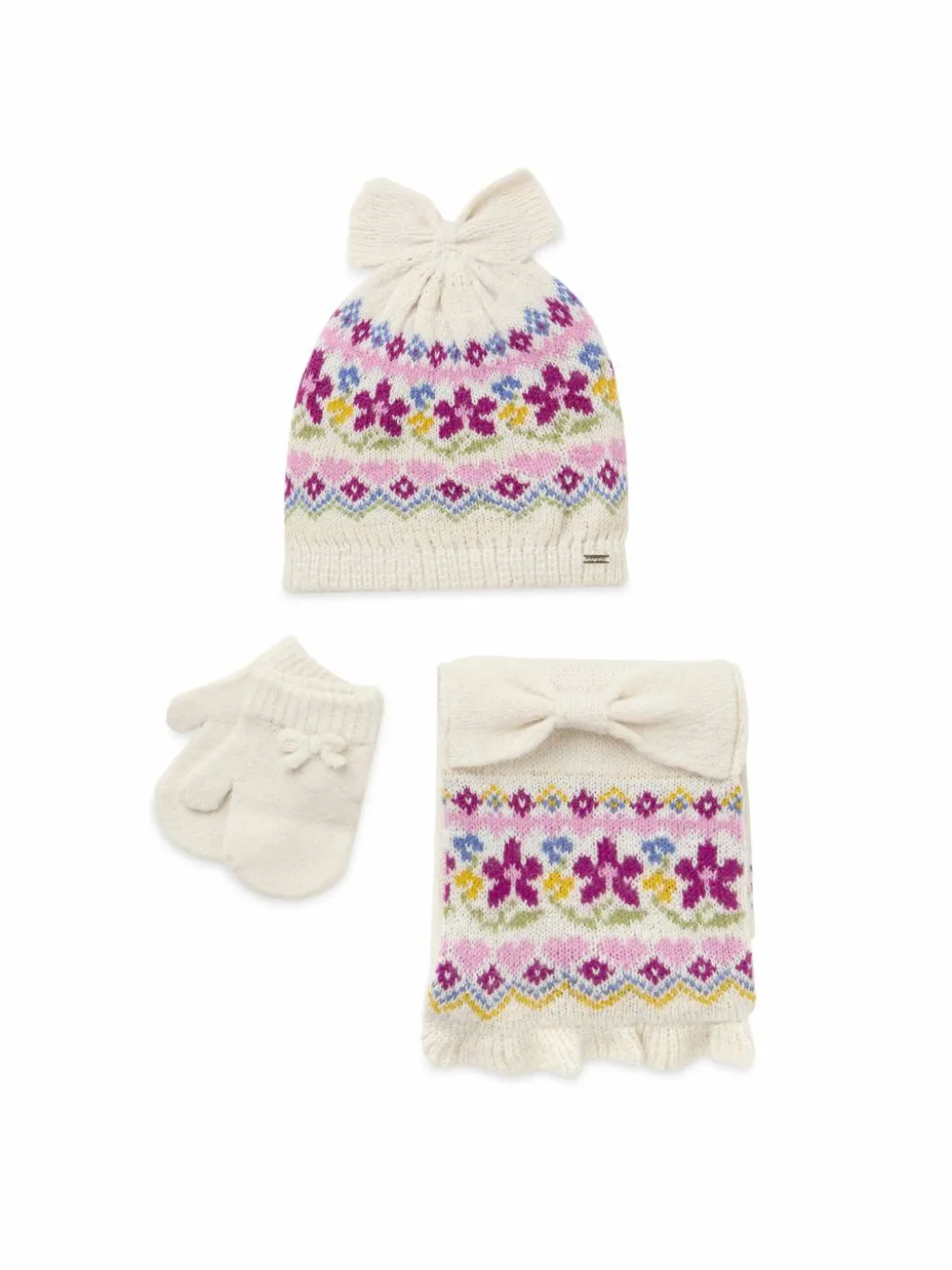 Completo cappello, sciarpa e guanti 10.536 Écru