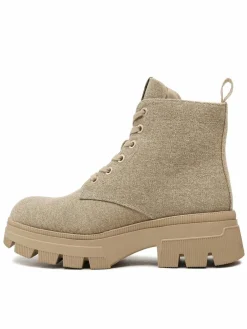 Scarponcini Chunky Combat Laceup Boot Co YW0YW01239 Beige
