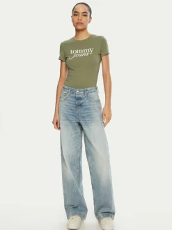 T-shirt Essential DW0DW19447 Verde Slim Fit