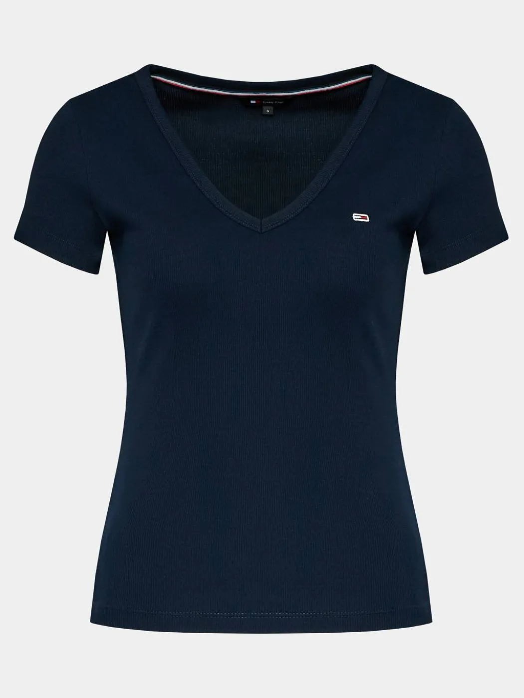 T-shirt Tjw Slim Essential Rib V Ss DW0DW17385 Blu scuro Slim Fit